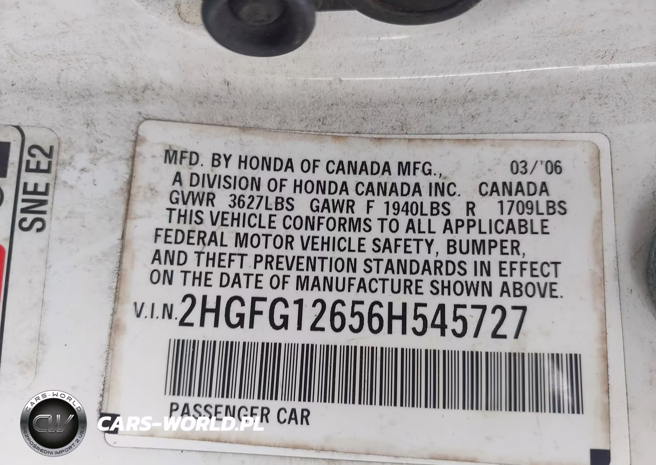 2006 Honda Civic Lx VIN:2HGFG12656H545727 - 9