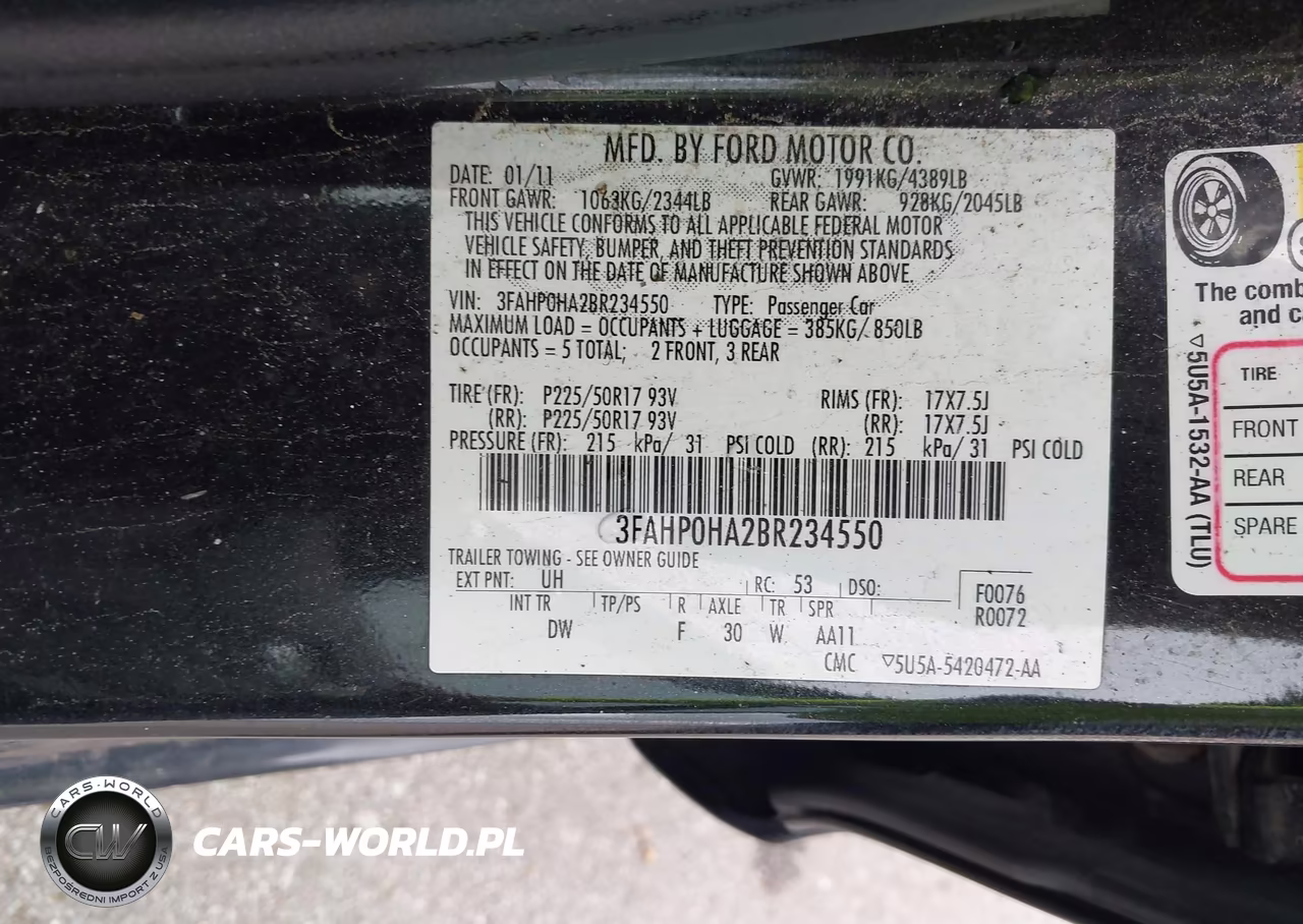 2011 Ford Fusion Se VIN:3FAHP0HA2BR234550 - 9