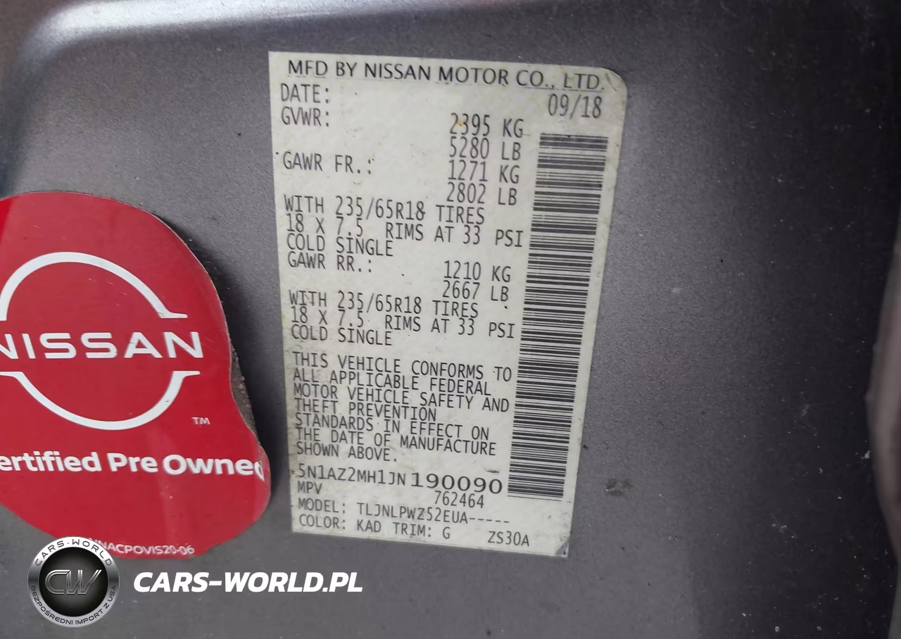 2018 Nissan Murano S VIN:5N1AZ2MH1JN190090 - 9