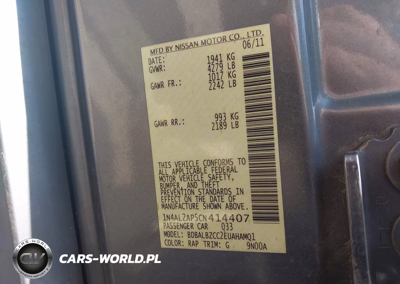 2012 Nissan Altima 2.5 S VIN:1N4AL2AP5CN414407 - 9