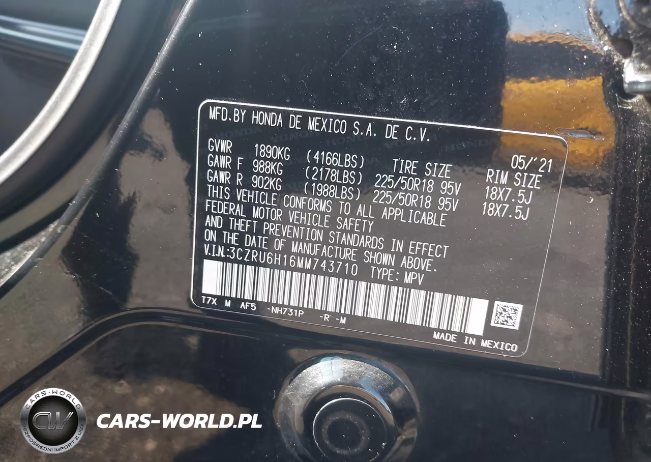 2021 Honda Hr-V Awd Sport VIN:3CZRU6H16MM743710 - 9