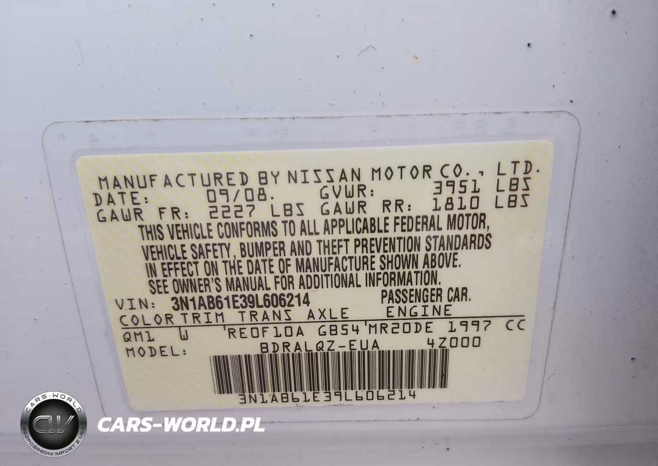 2009 Nissan Sentra 2.0 VIN:3N1AB61E39L606214 - 9