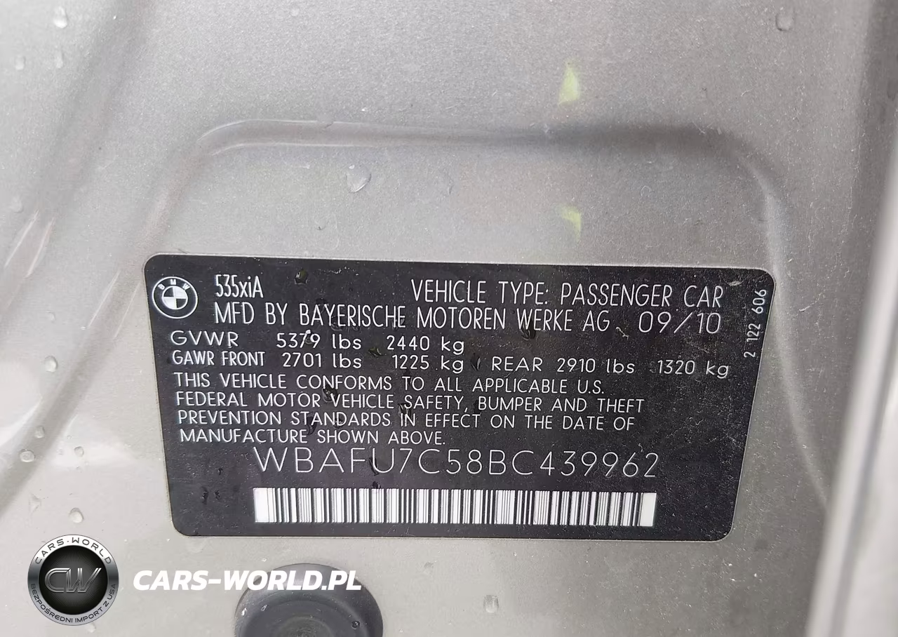 2011 BMW 535I xDrive VIN:WBAFU7C58BC439962 - 9