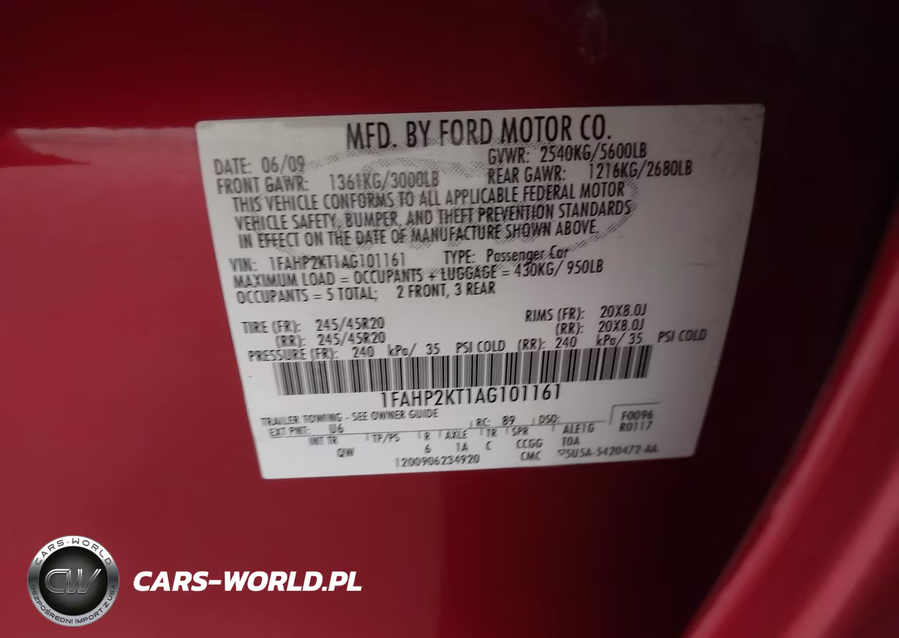 2010 Ford Taurus Sho VIN:1FAHP2KT1AG101161 - 9