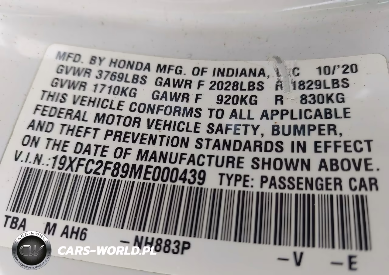 2021 Honda Civic Sport VIN:19XFC2F89ME000439 - 9