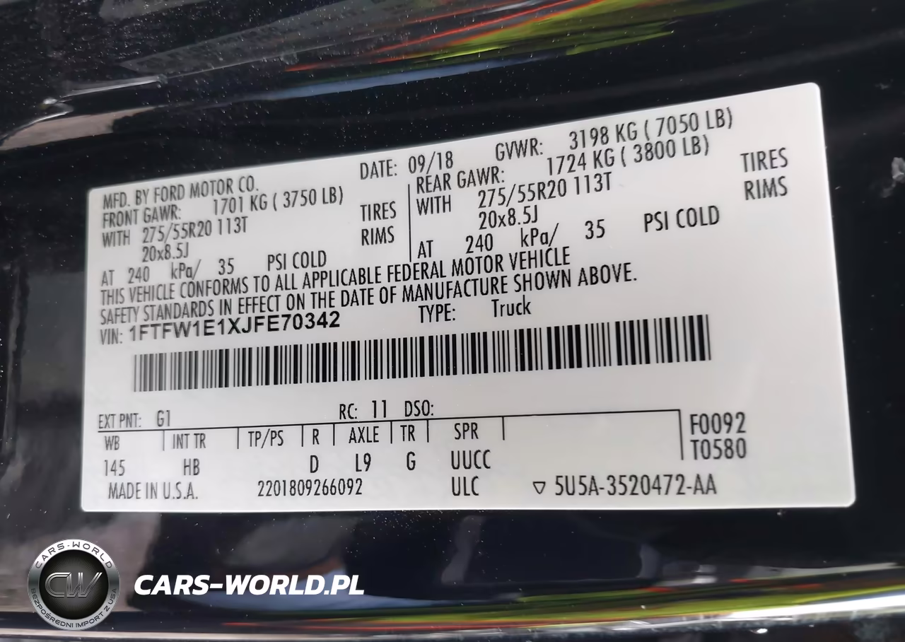 2018 Ford F-150 Lariat VIN:1FTFW1E1XJFE70342 - 9