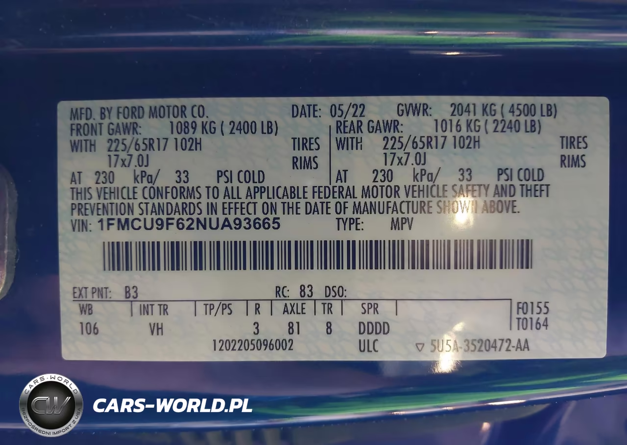 2022 Ford Escape S VIN:1FMCU9F62NUA93665 - 9