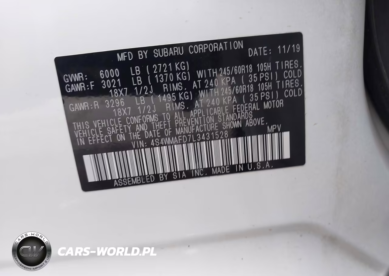 2020 Subaru Ascent Premium VIN:4S4WMAFD7L3431528 - 9
