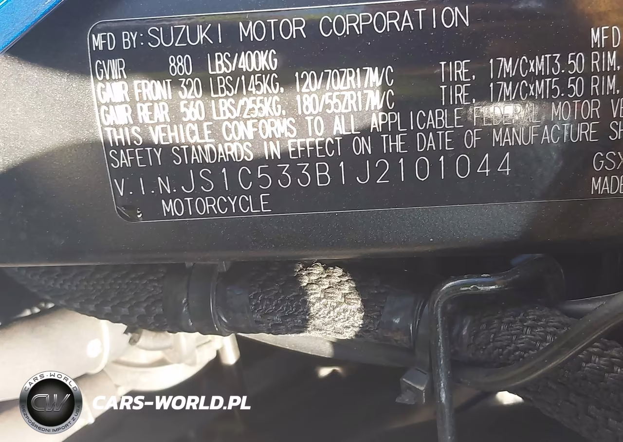 2018 Suzuki Gsx-S750 M-Z VIN:JS1C533B1J2101044 - 10