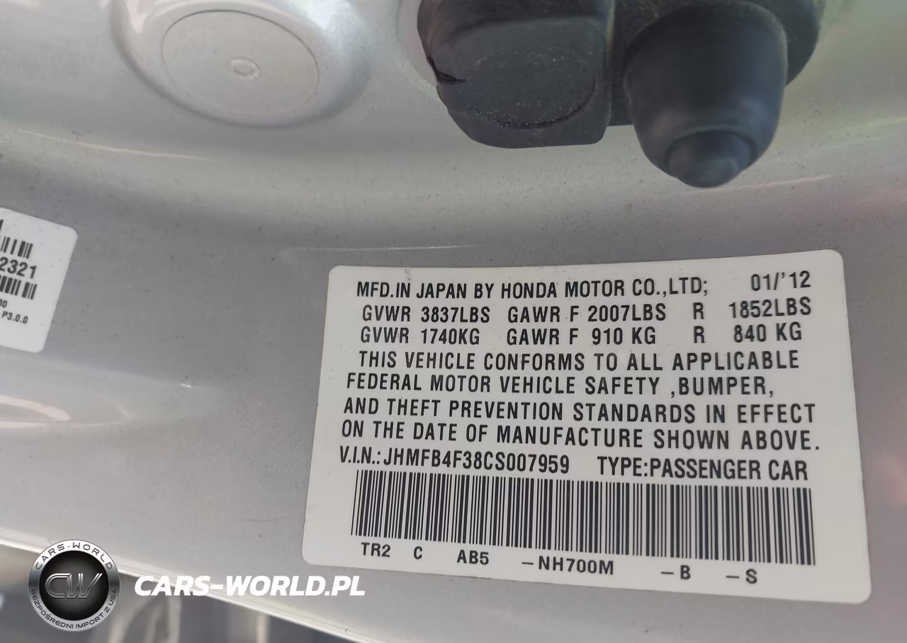 2012 Honda Civic Hybrid VIN:JHMFB4F38CS007959 - 9