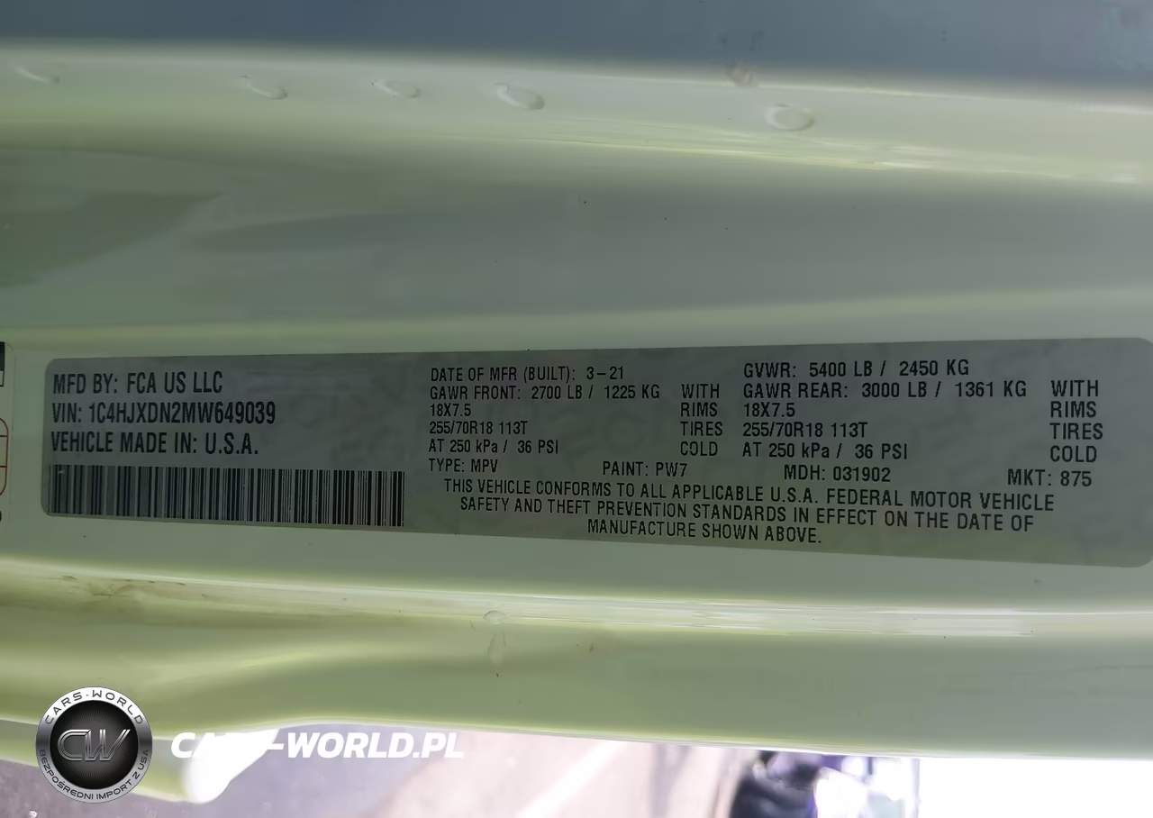 2021 Jeep Wrangler Unlimited Sport Altitude 4X4 VIN:1C4HJXDN2MW649039 - 9