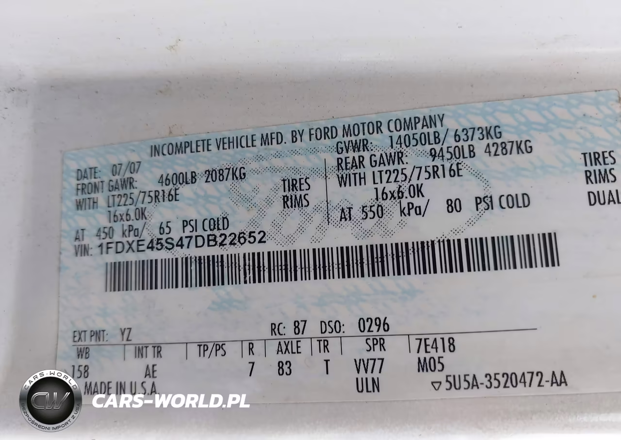 2007 Ford E-450 Cutaway VIN:1FDXE45S47DB22652 - 8