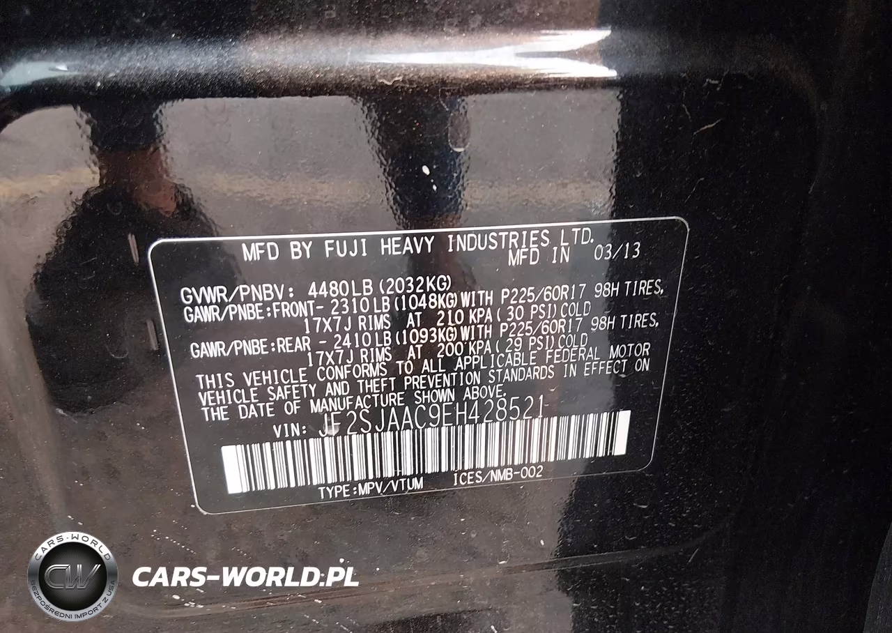 2014 Subaru Forester 2.5I VIN:JF2SJAAC9EH428521 - 9
