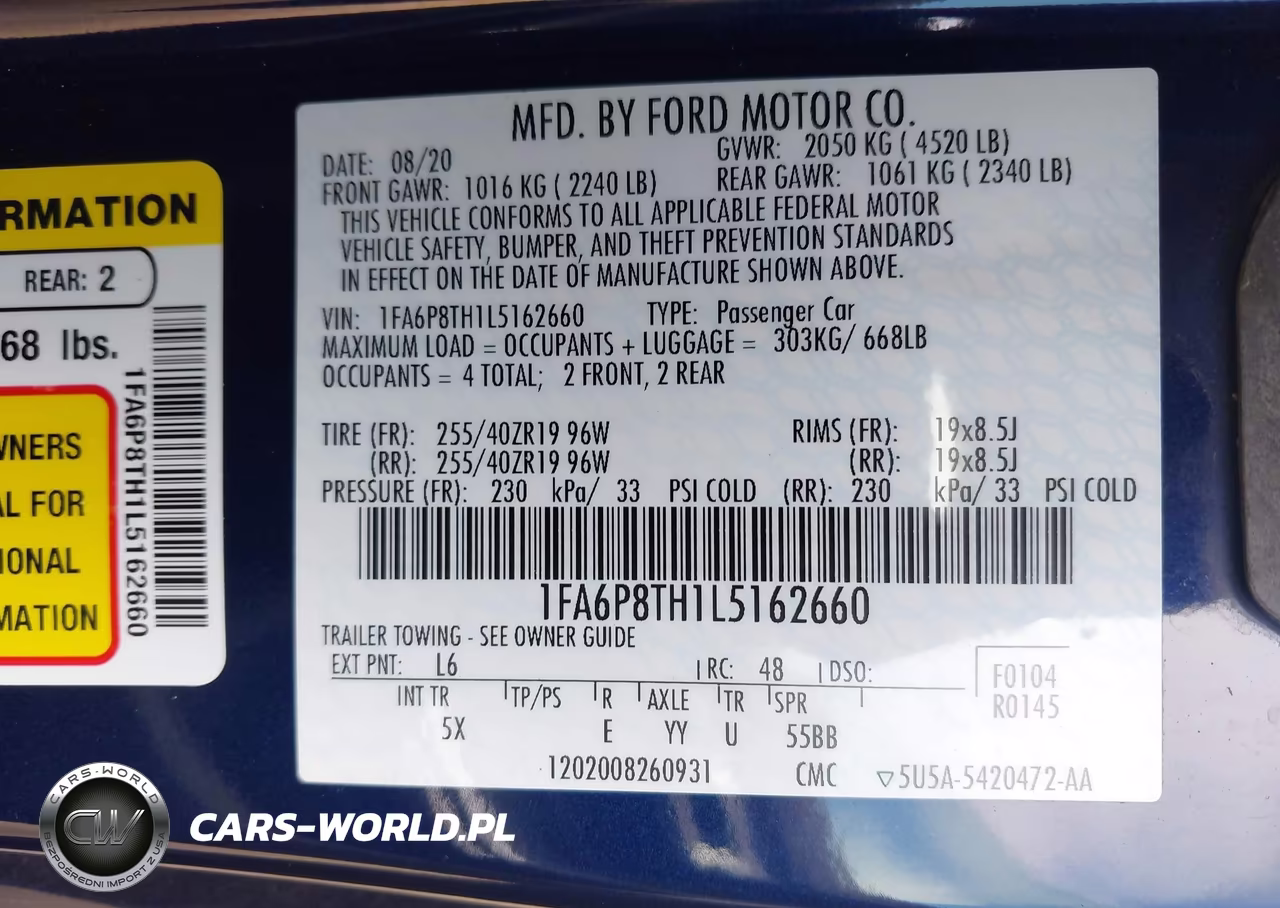2020 Ford Mustang Ecoboost Premium Fastback VIN:1FA6P8TH1L5162660 - 9