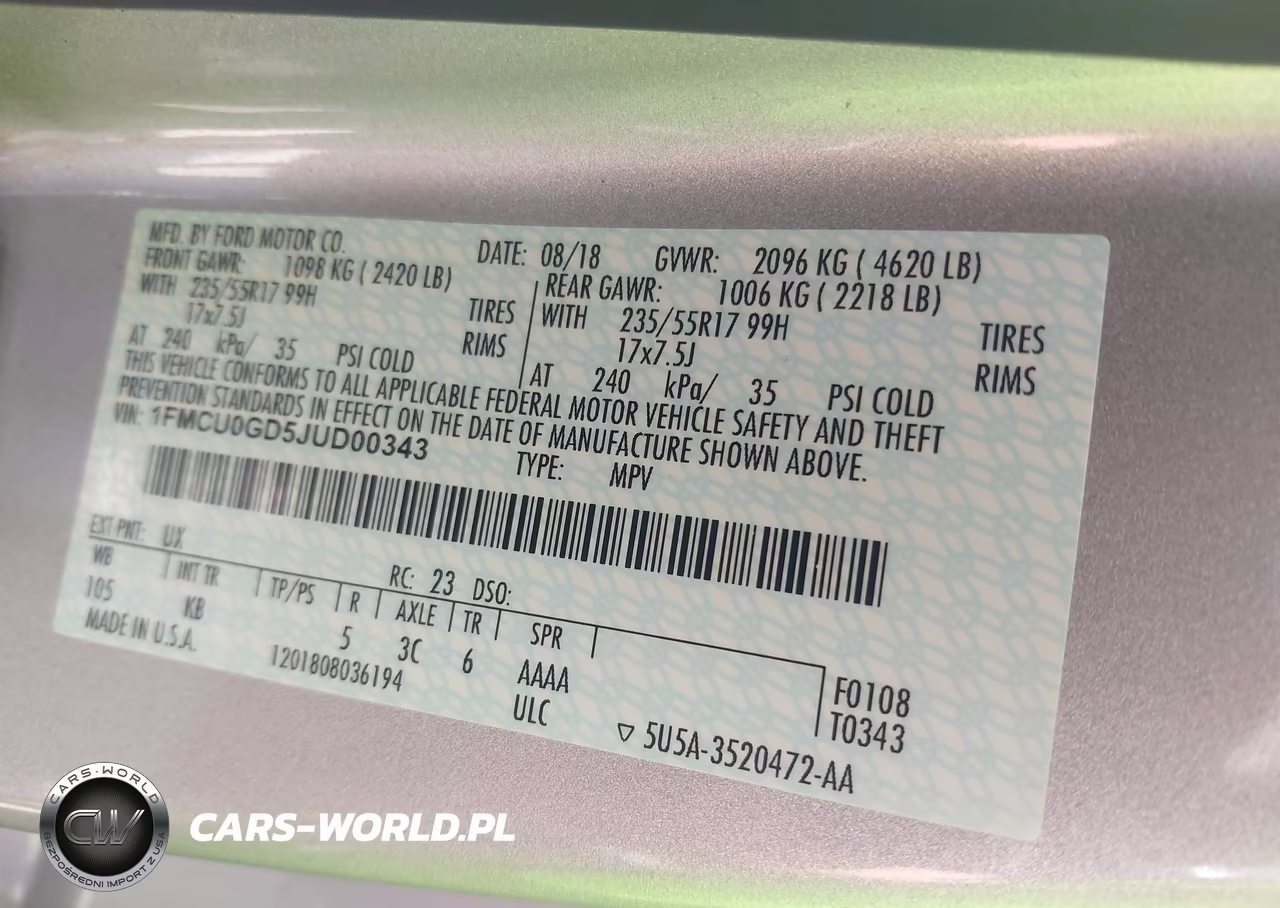 2018 Ford Escape Se VIN:1FMCU0GD5JUD00343 - 9