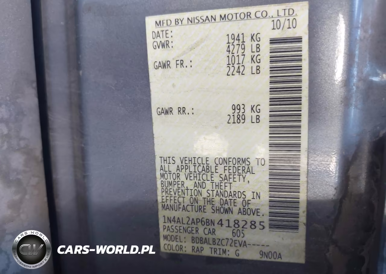 2011 Nissan Altima 2.5 S VIN:1N4AL2AP6BN418285 - 9