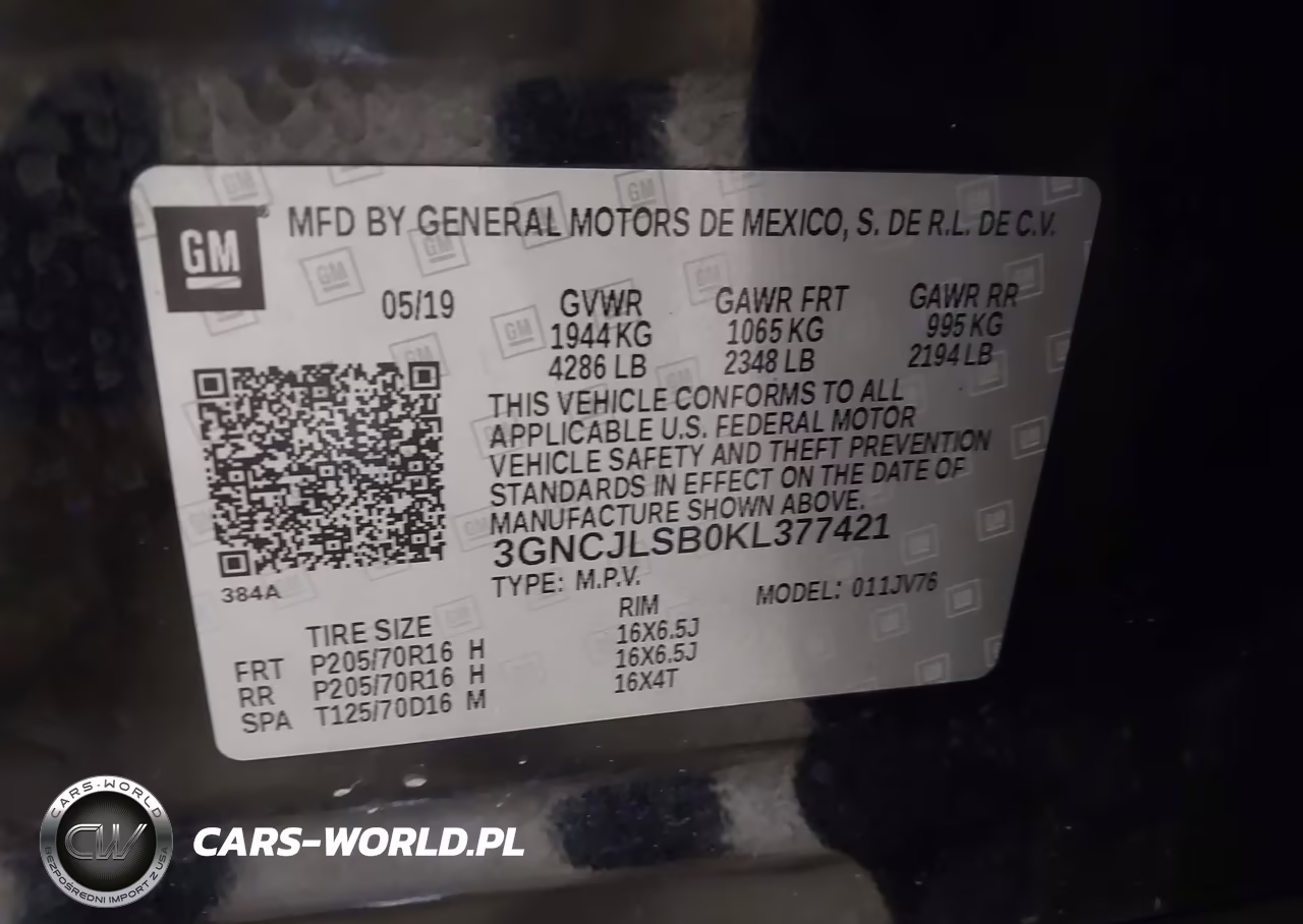 2019 Chevrolet Trax 1Lt VIN:3GNCJLSB0KL377421 - 9