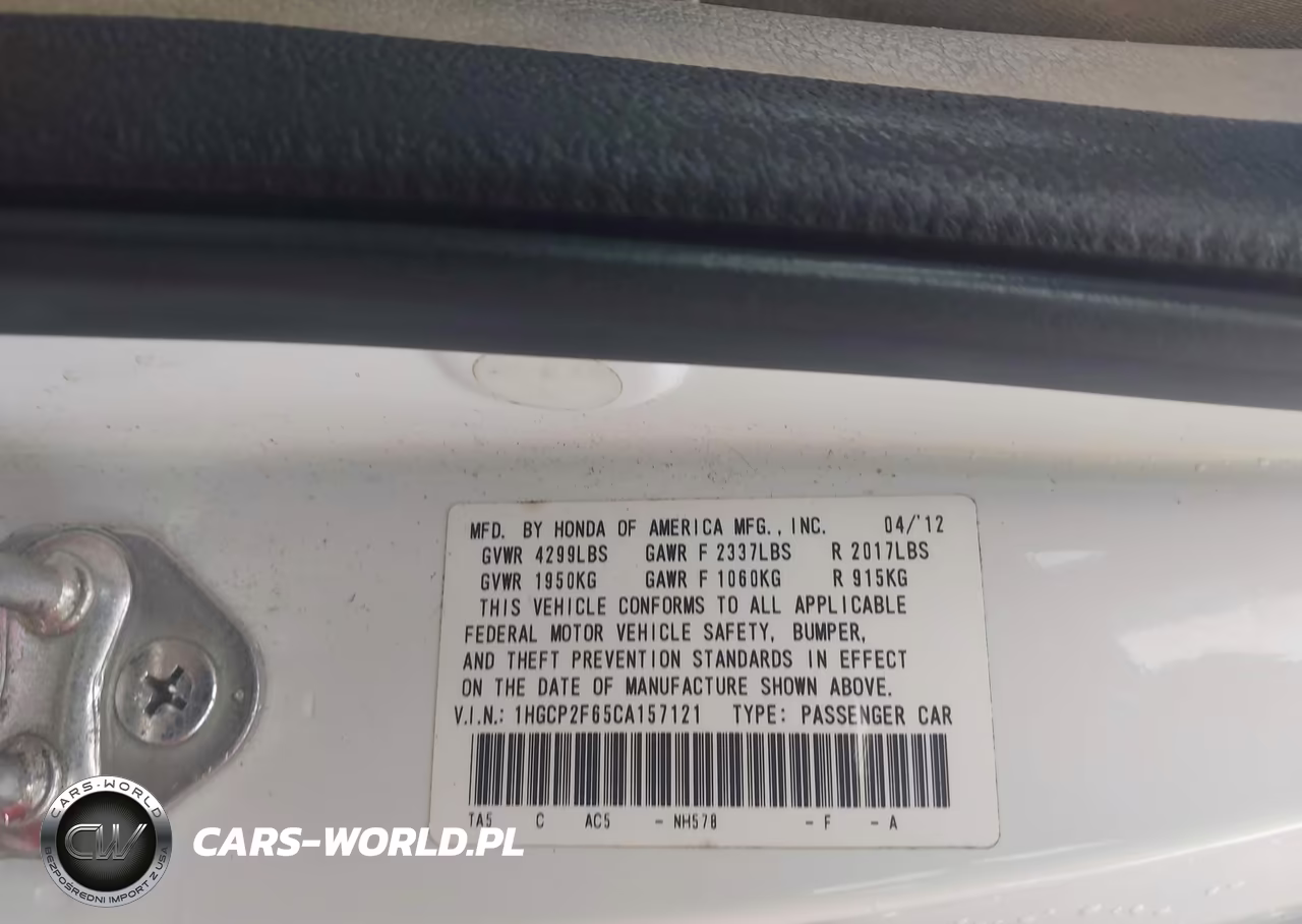 2012 Honda Accord 2.4 Se VIN:1HGCP2F65CA157121 - 9