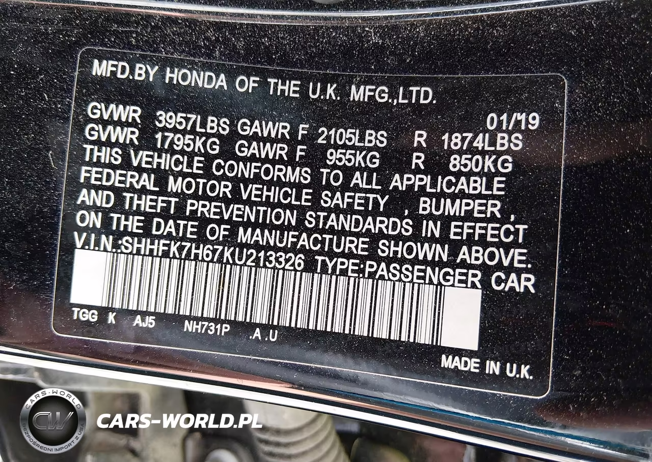 2019 Honda Civic Ex VIN:SHHFK7H67KU213326 - 9