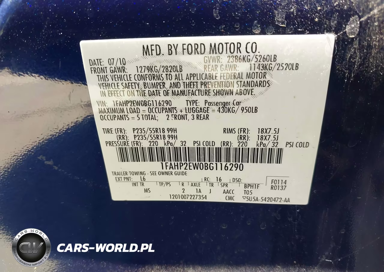 2011 Ford Taurus Sel VIN:1FAHP2EW0BG116290 - 9