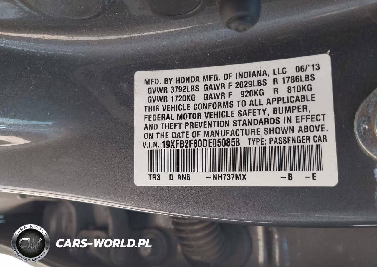 2013 Honda Civic Ex VIN:19XFB2F80DE050858 - 9