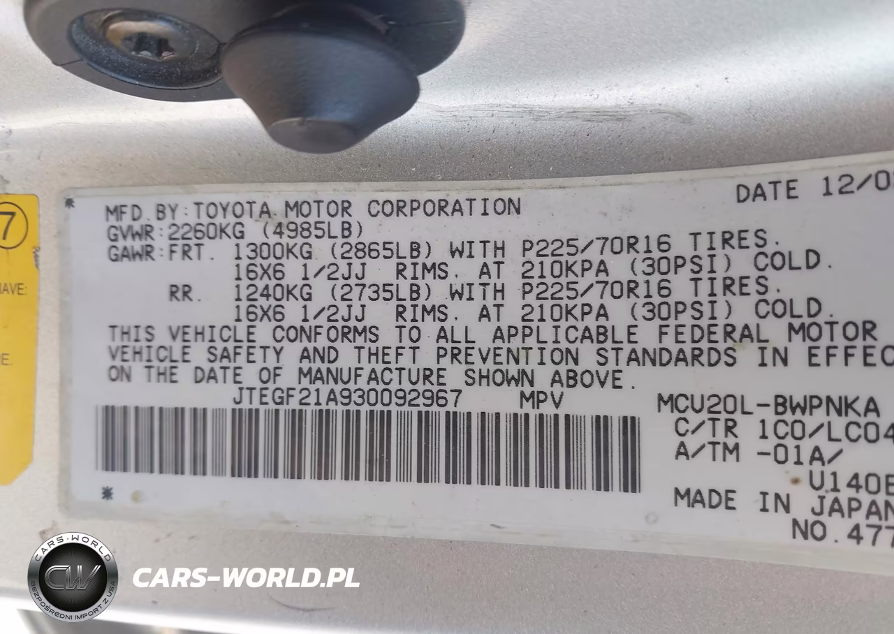2003 Toyota Highlander Limited V6 VIN:JTEGF21A930092967 - 9