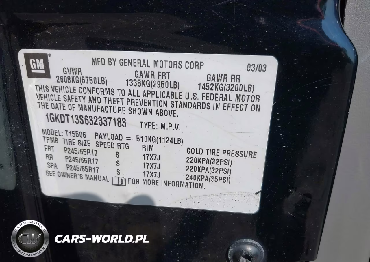 2003 GMC Envoy Sle VIN:1GKDT13S632337183 - 9