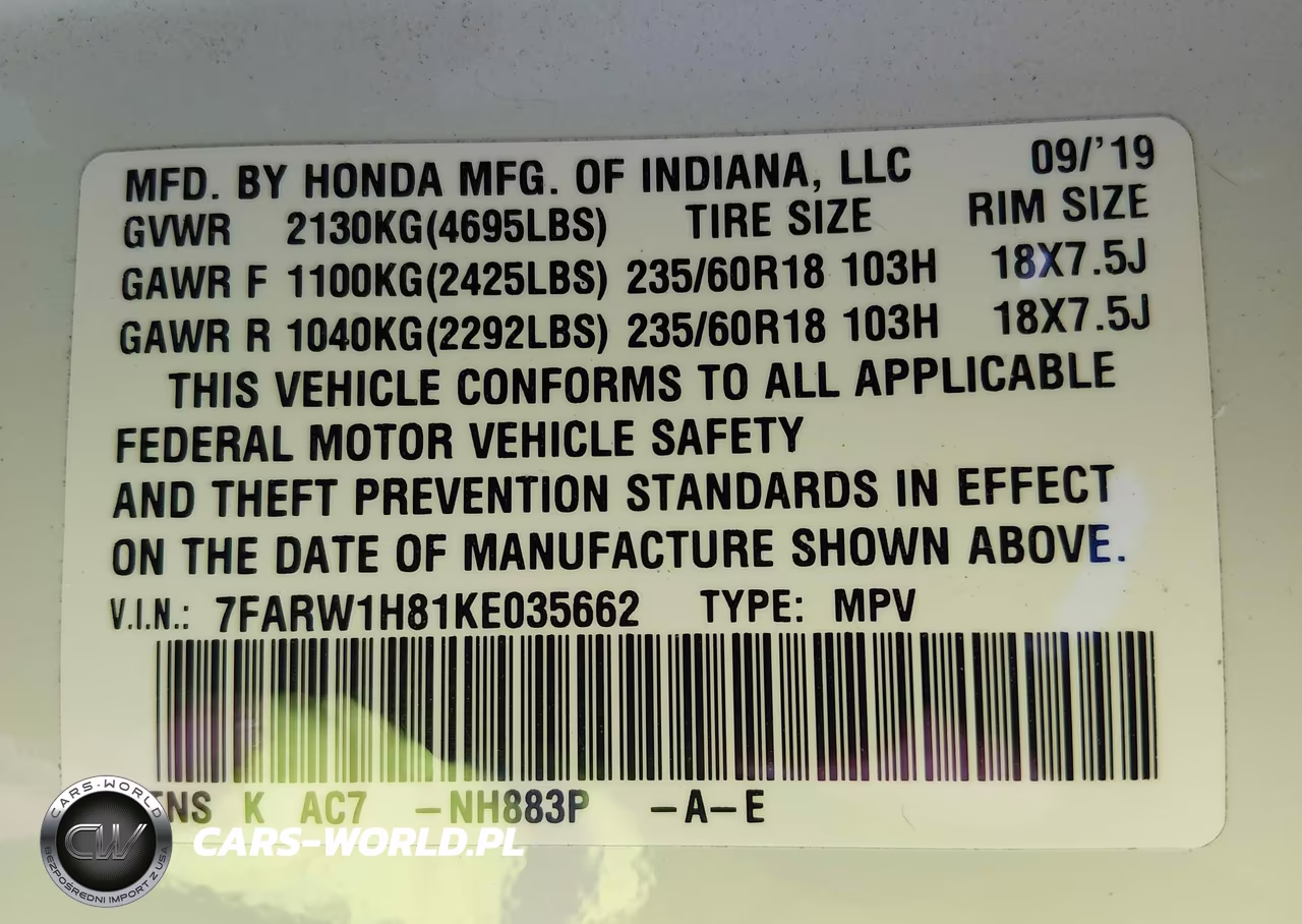 2019 Honda Cr-V Ex-L VIN:7FARW1H81KE035662 - 9