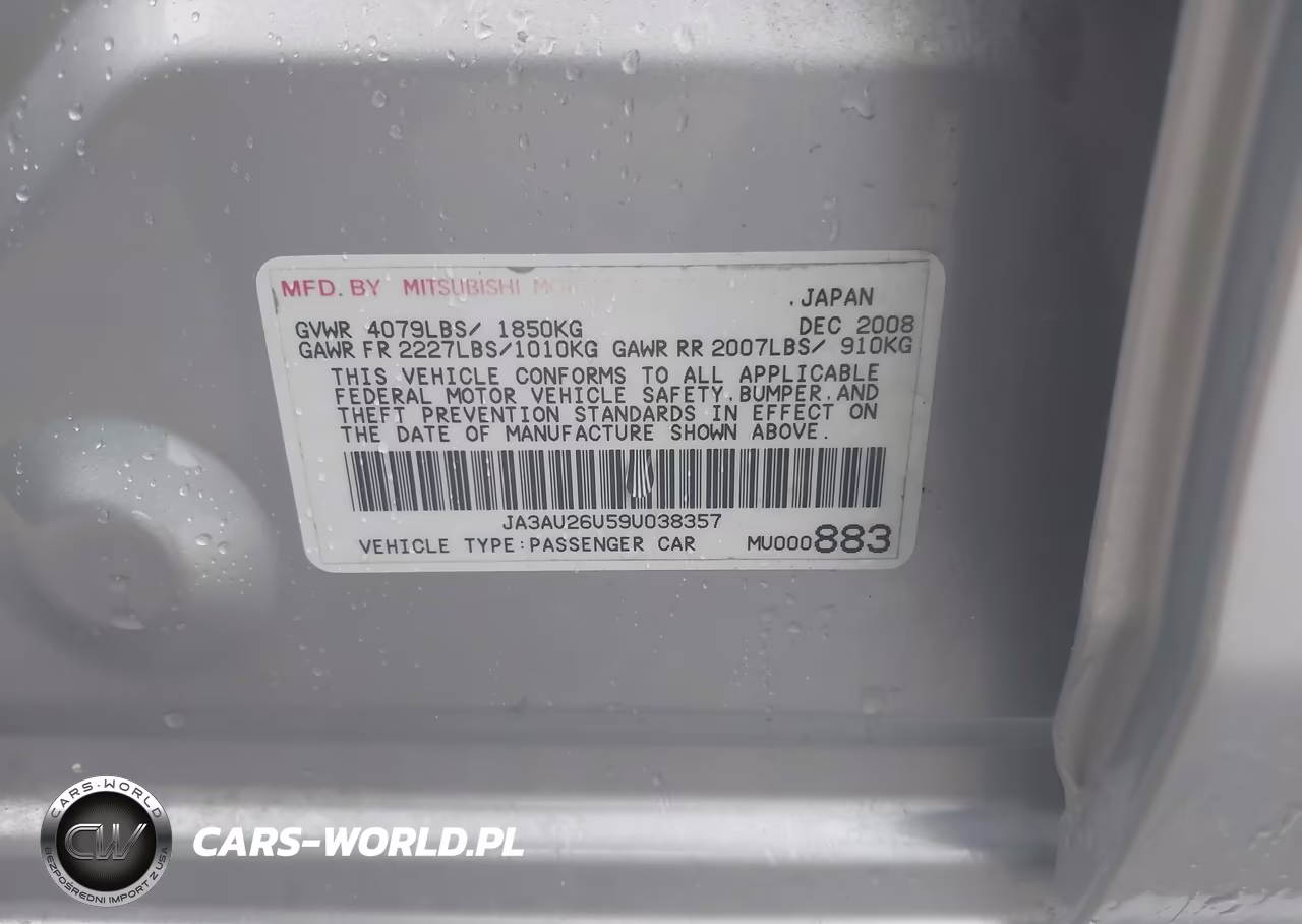 2009 Mitsubishi Lancer Es-Es-Sport VIN:JA3AU26U59U038357 - 9