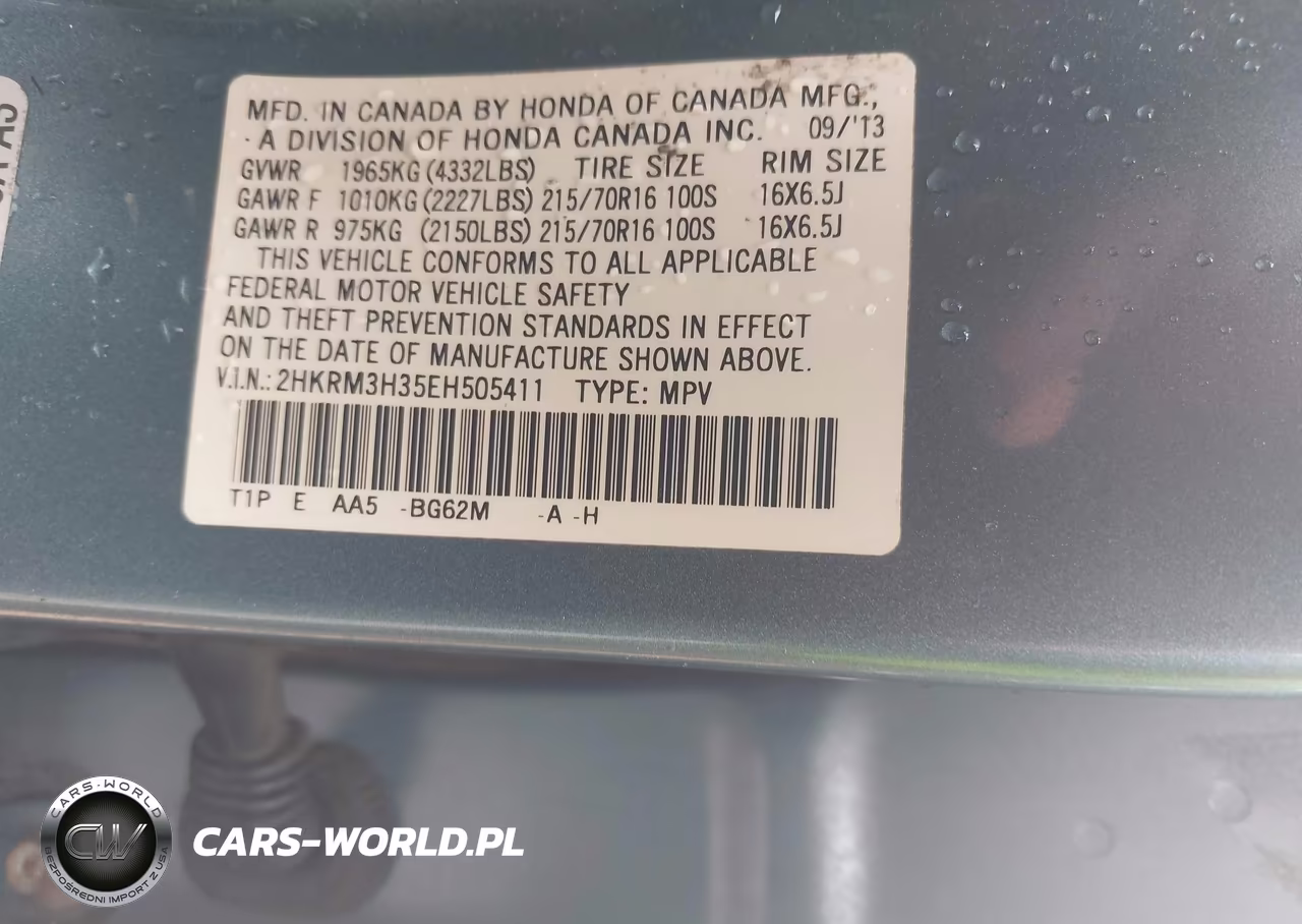 2014 Honda Cr-V Lx VIN:2HKRM3H35EH505411 - 9