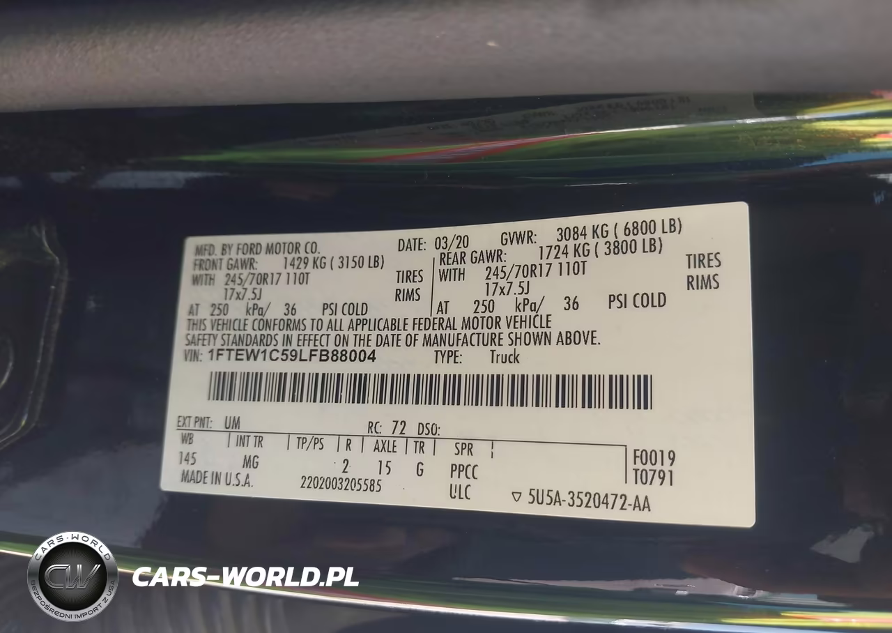 2020 Ford F-150 Xlt VIN:1FTEW1C59LFB88004 - 9