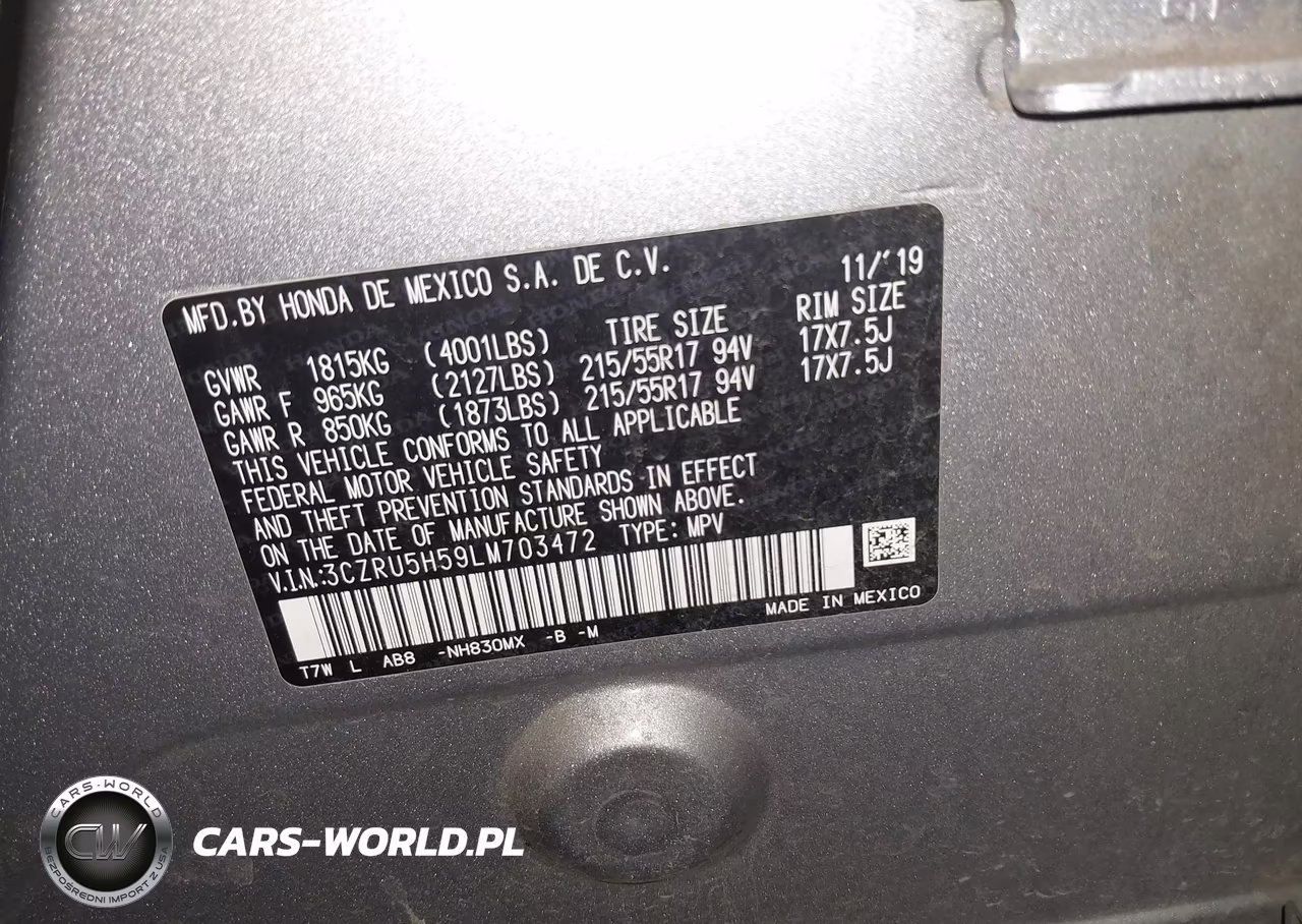 2020 Honda Hr-V 2Wd Ex VIN:3CZRU5H59LM703472 - 9