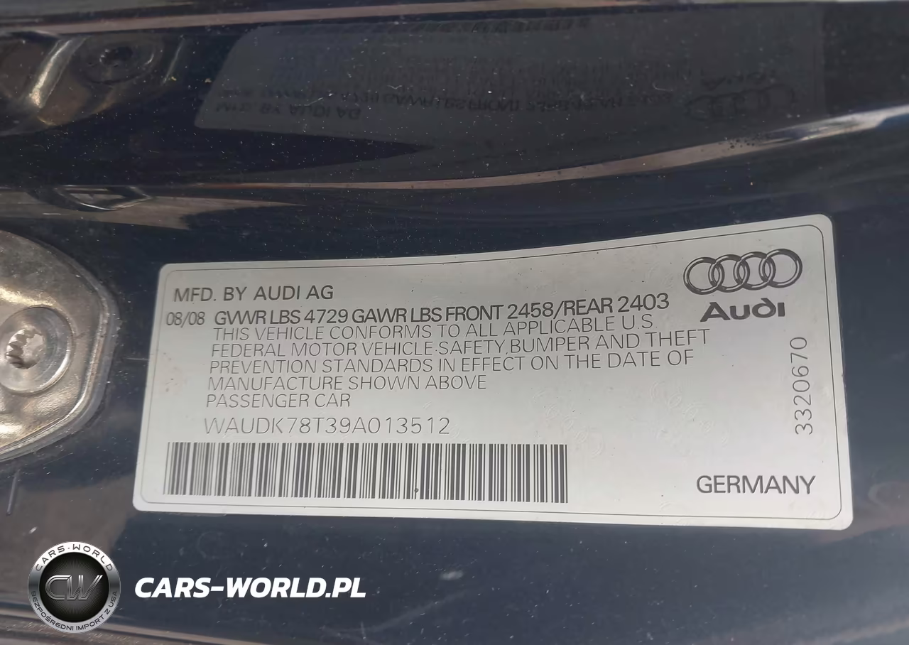 2009 Audi A5 3.2L VIN:WAUDK78T39A013512 - 9