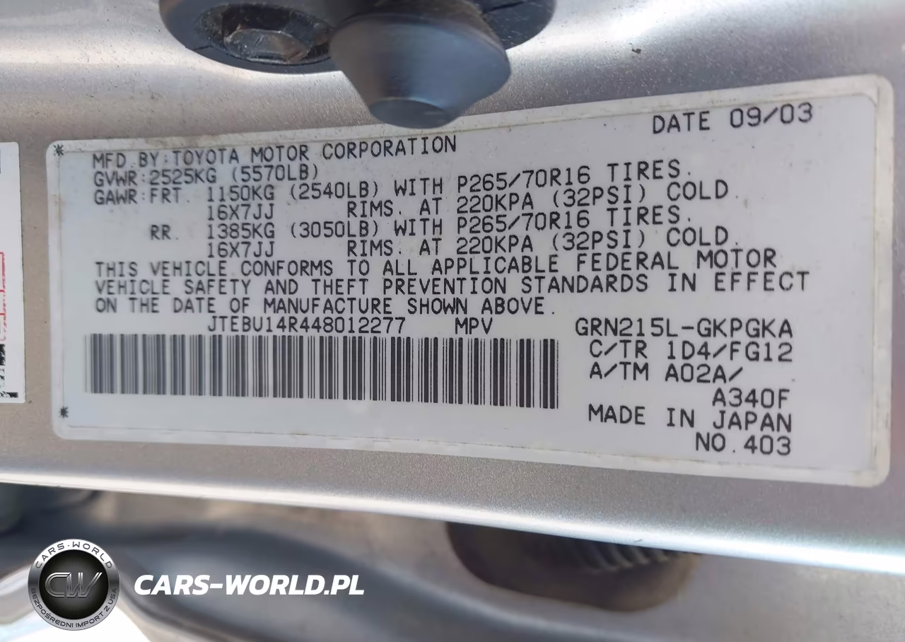 2004 Toyota 4Runner Sr5 V6 VIN:JTEBU14R448012277 - 9