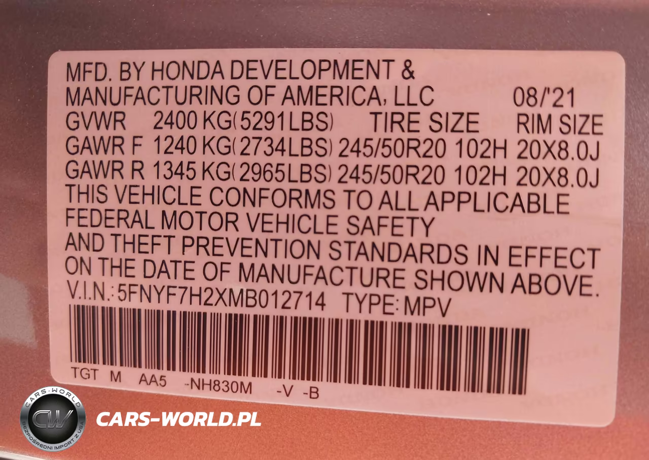 2021 Honda Passport 2Wd Sport VIN:5FNYF7H2XMB012714 - 9
