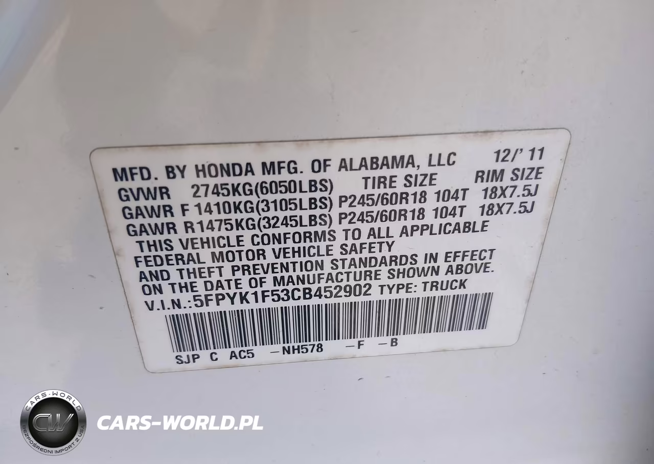 2012 Honda Ridgeline Rtl VIN:5FPYK1F53CB452902 - 9