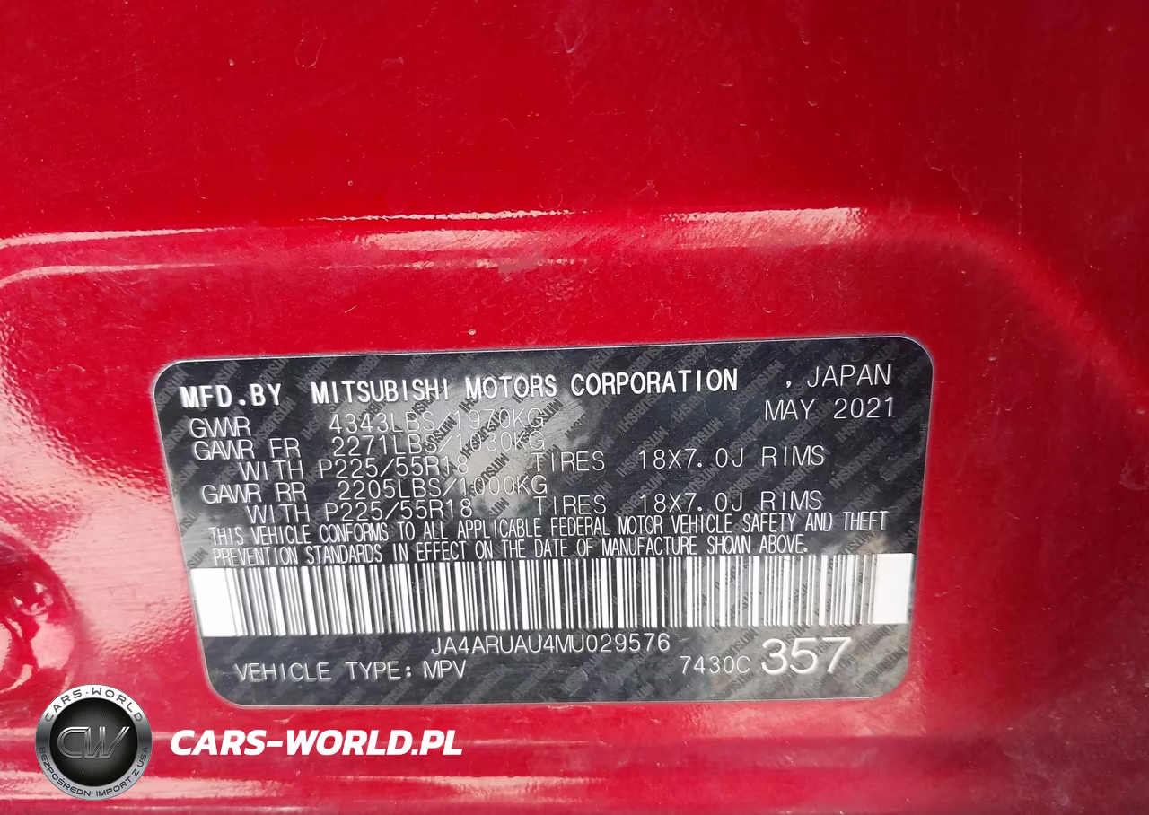 2021 Mitsubishi Outlander Sport 2.0 Be Awc-2.0 Es Awc-2.0 Le Awc-2.0 Se Awc VIN:JA4ARUAU4MU029576 - 9