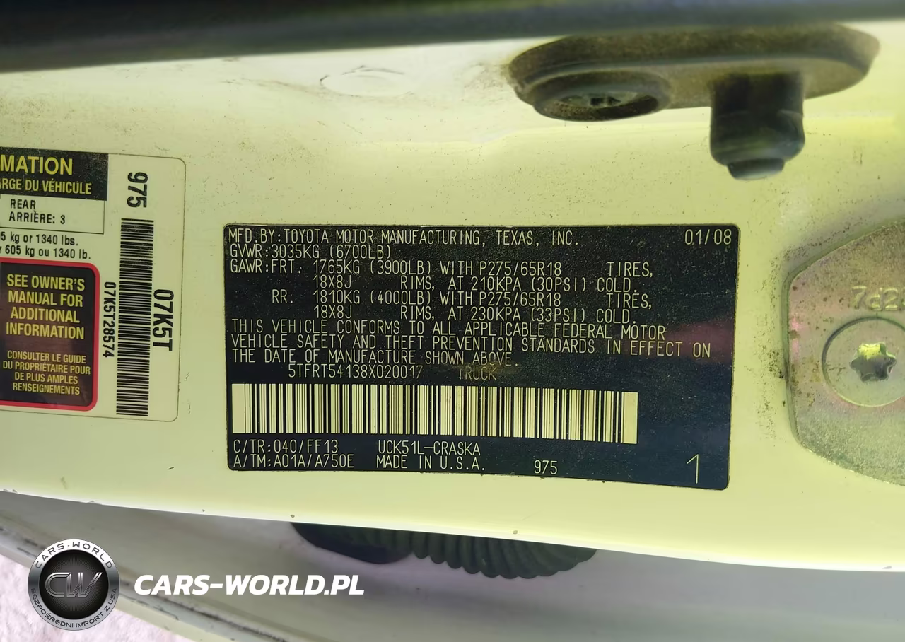 2008 Toyota Tundra Sr5 4.7L V8 VIN:5TFRT54138X020017 - 9