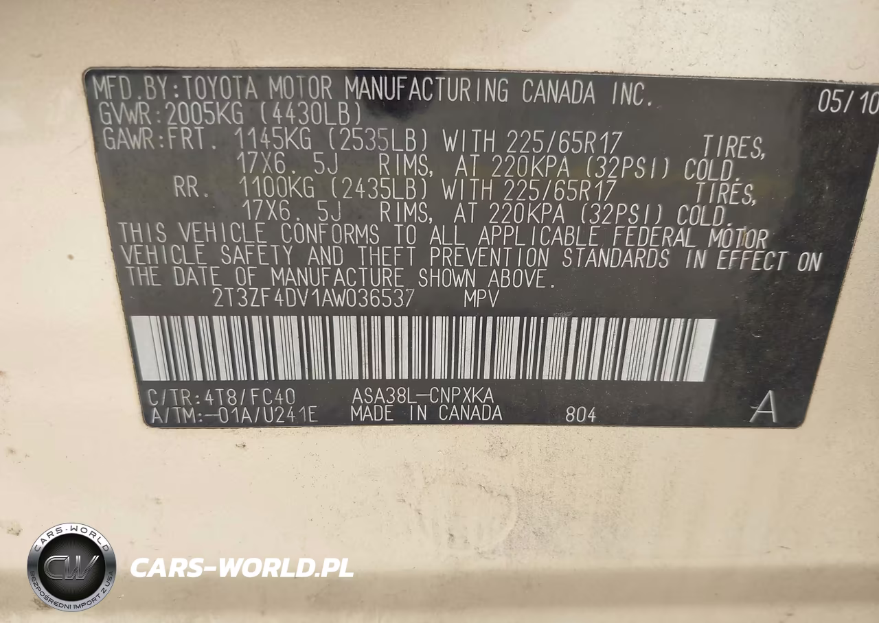 2010 Toyota Rav4 VIN:2T3ZF4DV1AW036537 - 9
