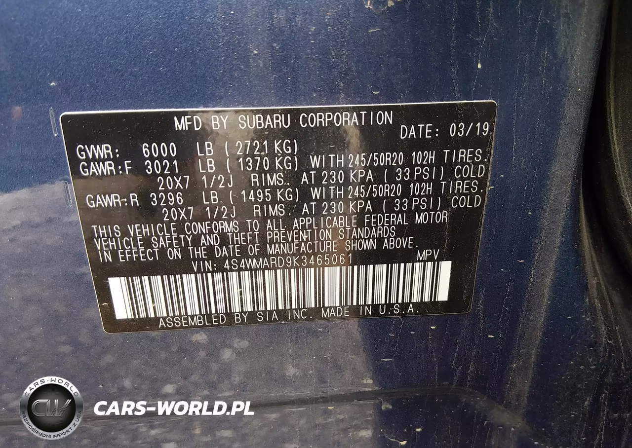 2019 Subaru Ascent Touring VIN:4S4WMARD9K3465061 - 9