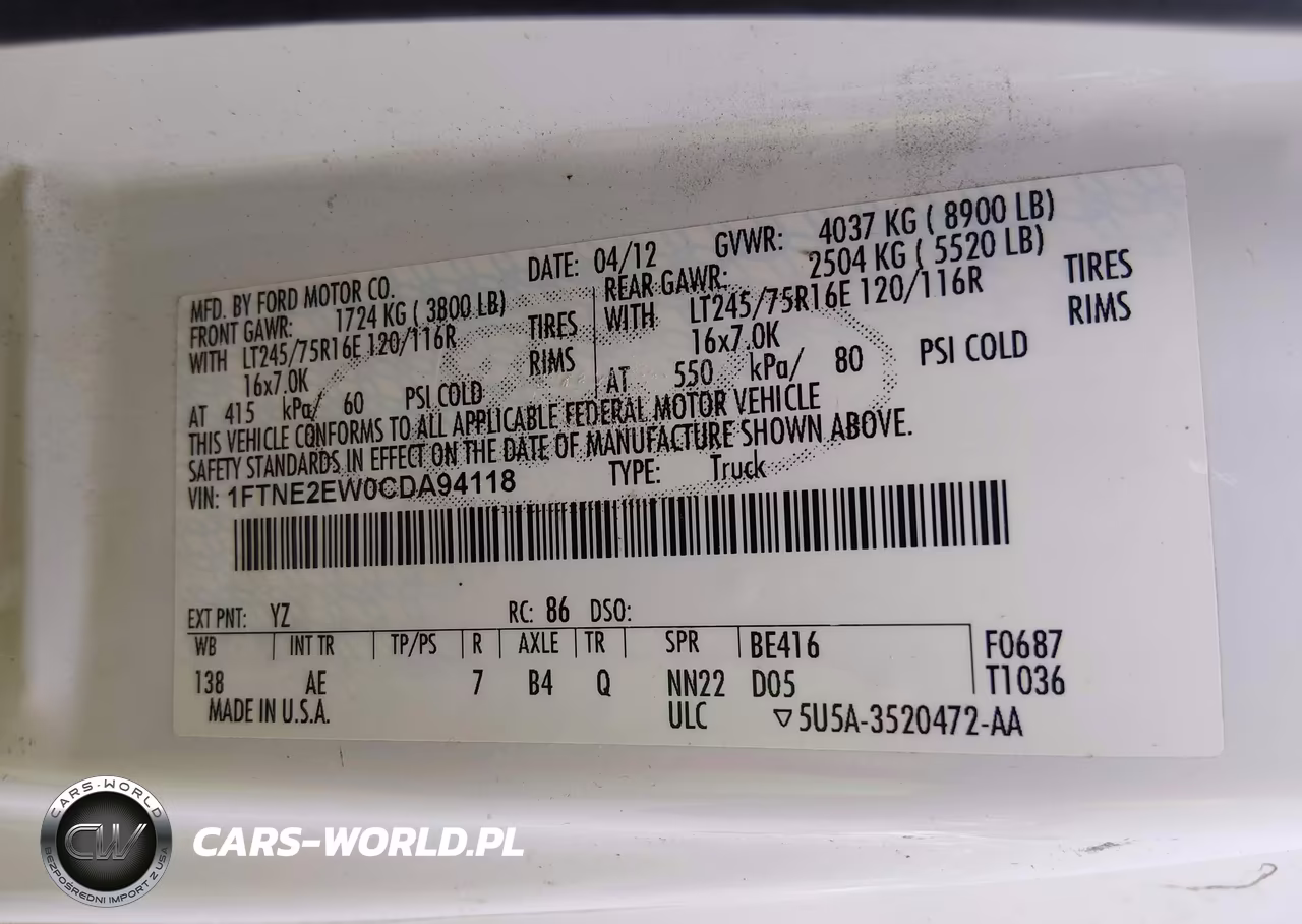 2012 Ford E-250 Commercial VIN:1FTNE2EW0CDA94118 - 9