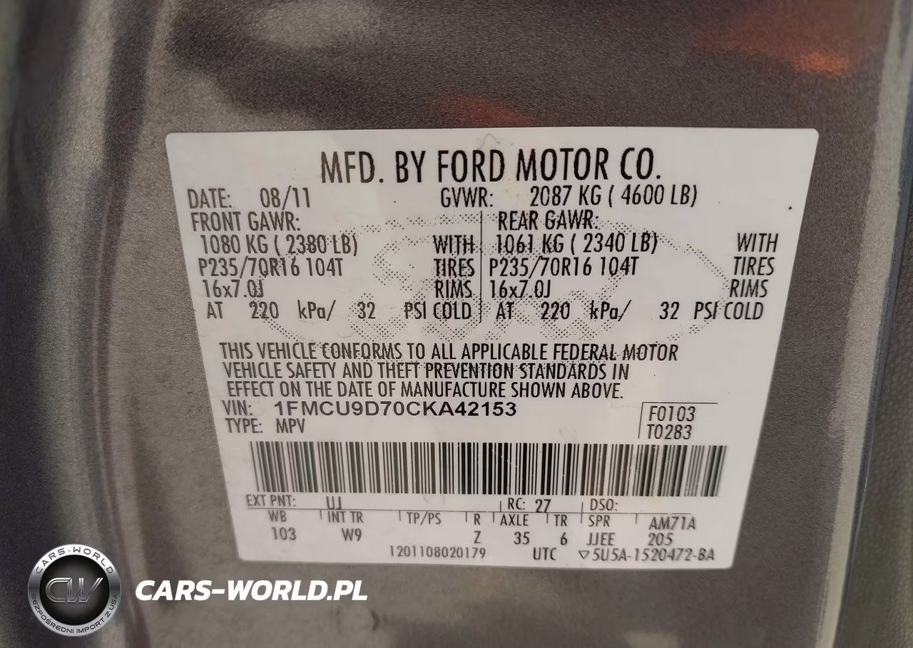 2012 Ford Escape Xlt VIN:1FMCU9D70CKA42153 - 9