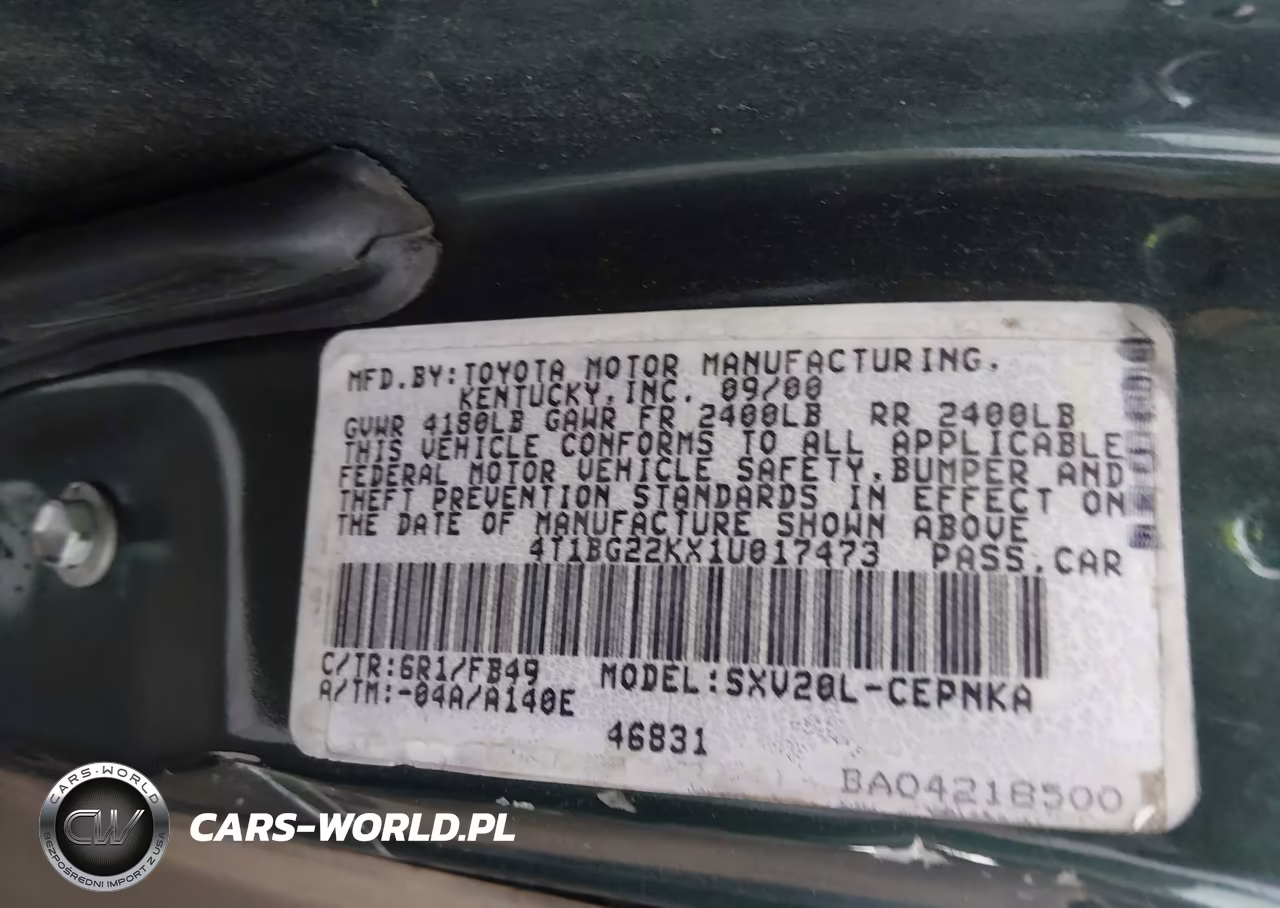 2001 Toyota Camry Le VIN:4T1BG22KX1U017473 - 9