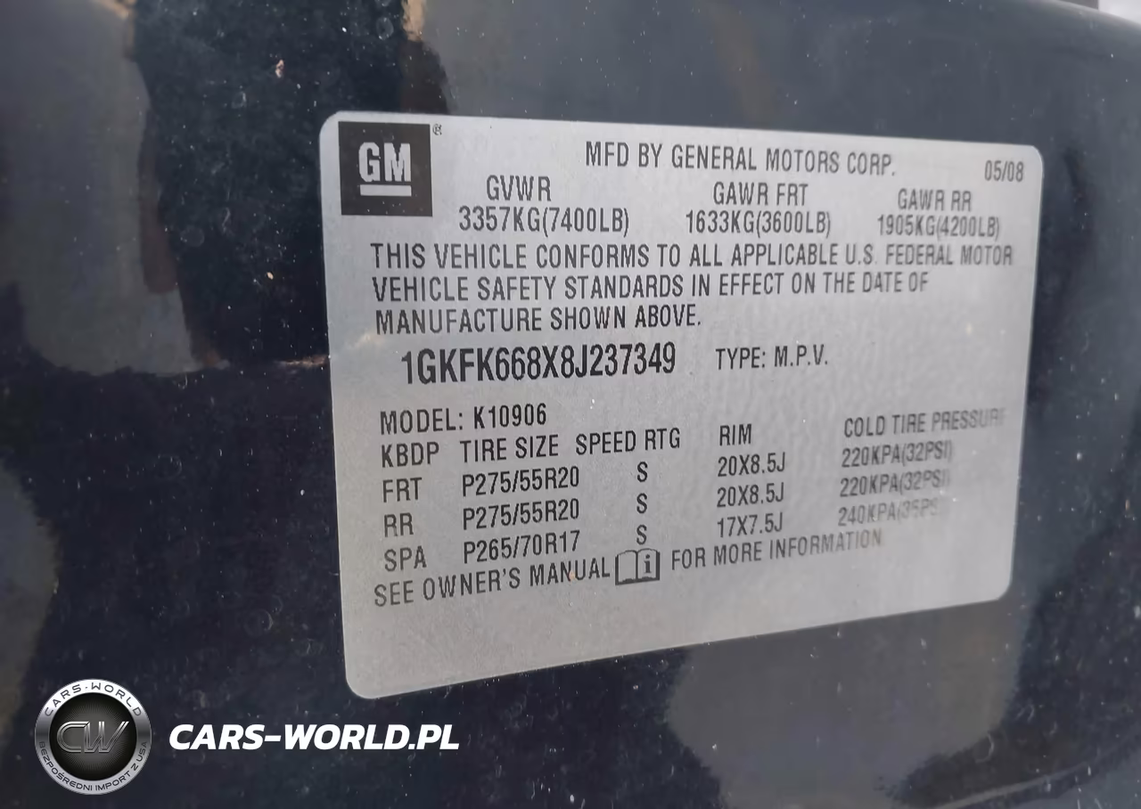2008 GMC Yukon Xl 1500 Denali VIN:1GKFK668X8J237349 - 9