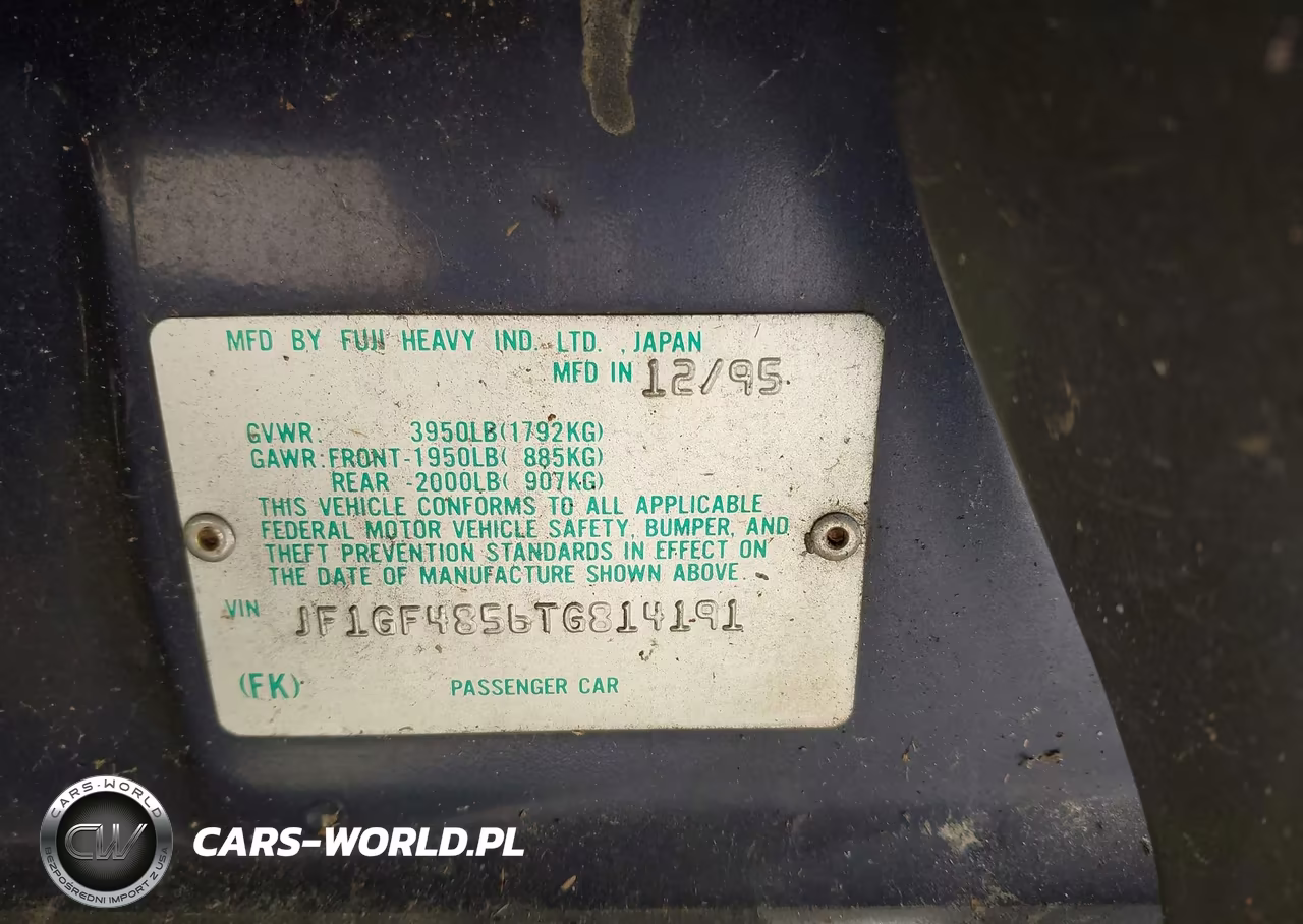 1996 Subaru Impreza Outback VIN:JF1GF4856TG814191 - 9