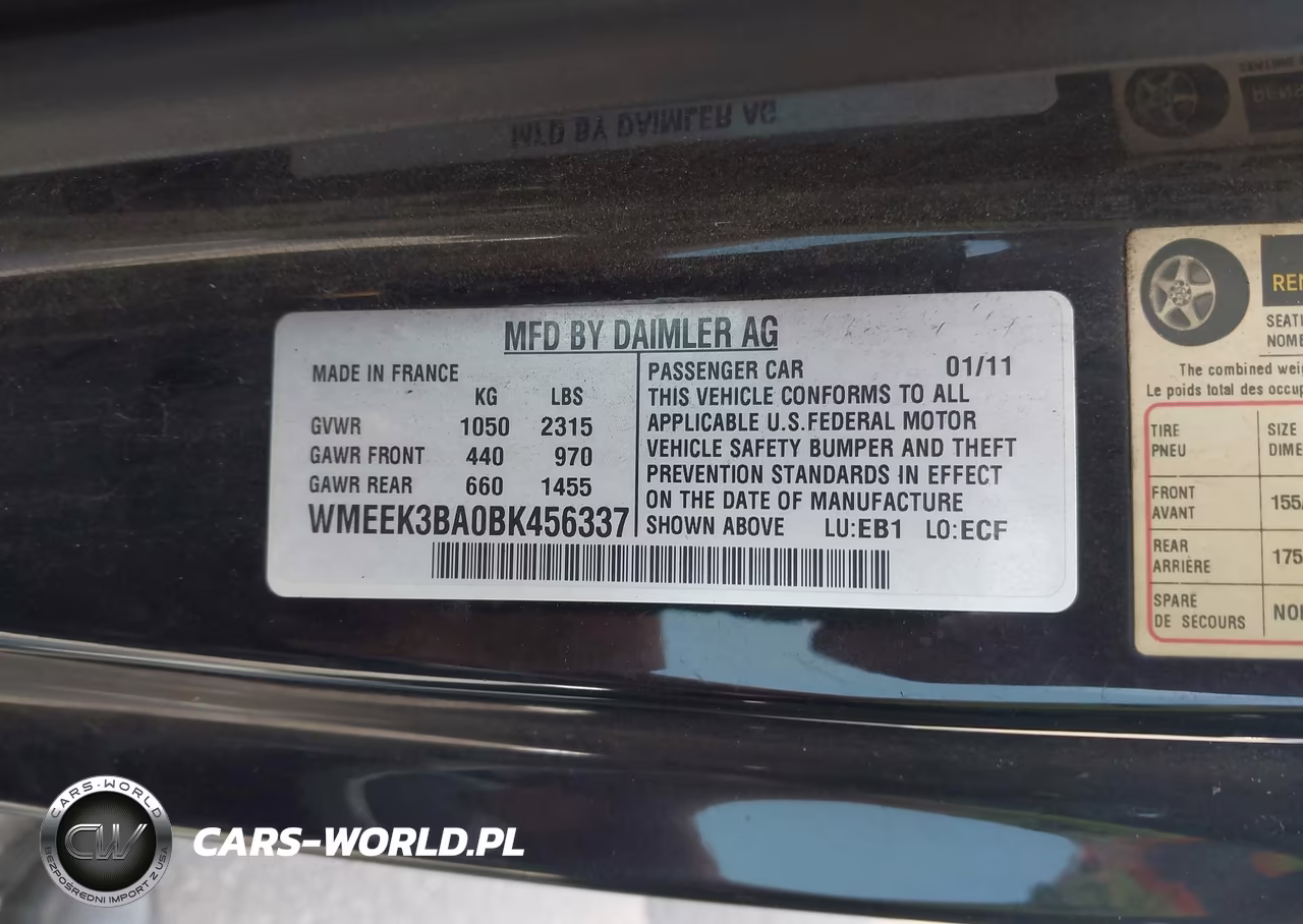 2011 Smart Fortwo Passion VIN:WMEEK3BA0BK456337 - 9