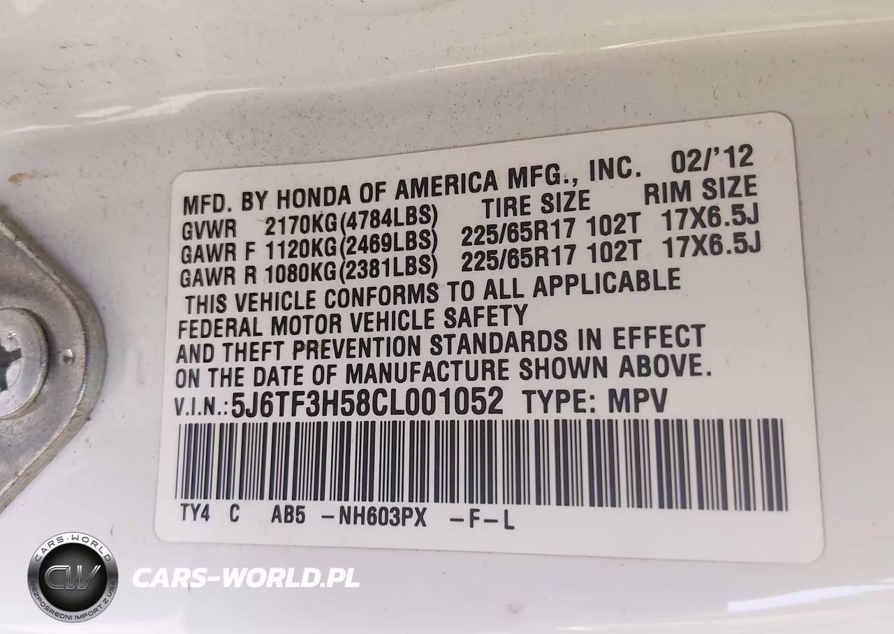 2012 Honda Crosstour 2.4 Ex-L VIN:5J6TF3H58CL001052 - 9