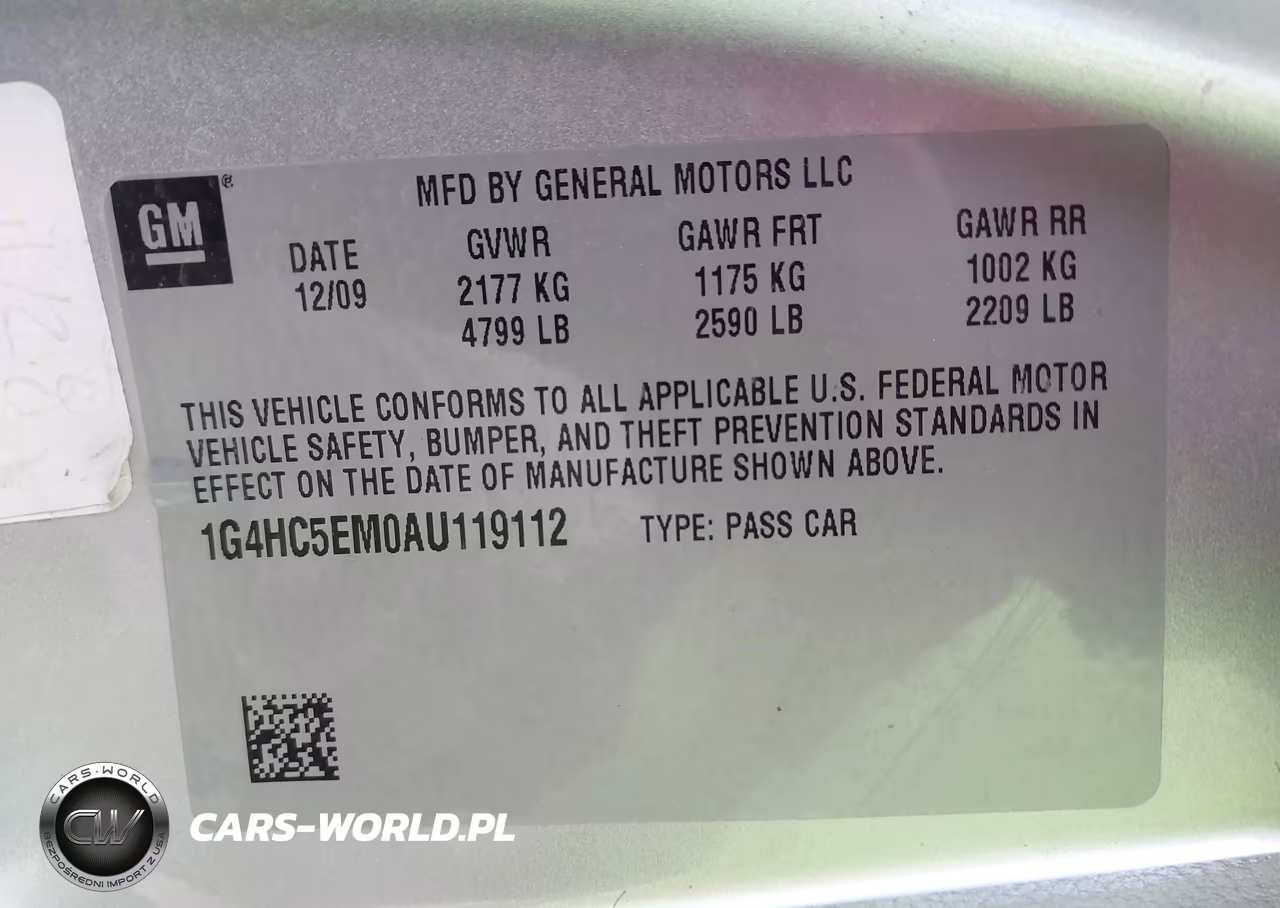 2010 Buick Lucerne Cxl VIN:1G4HC5EM0AU119112 - 9