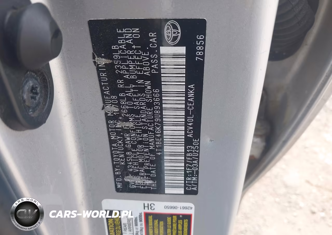 2009 Toyota Camry Le VIN:4T1BE46K79U893666 - 9