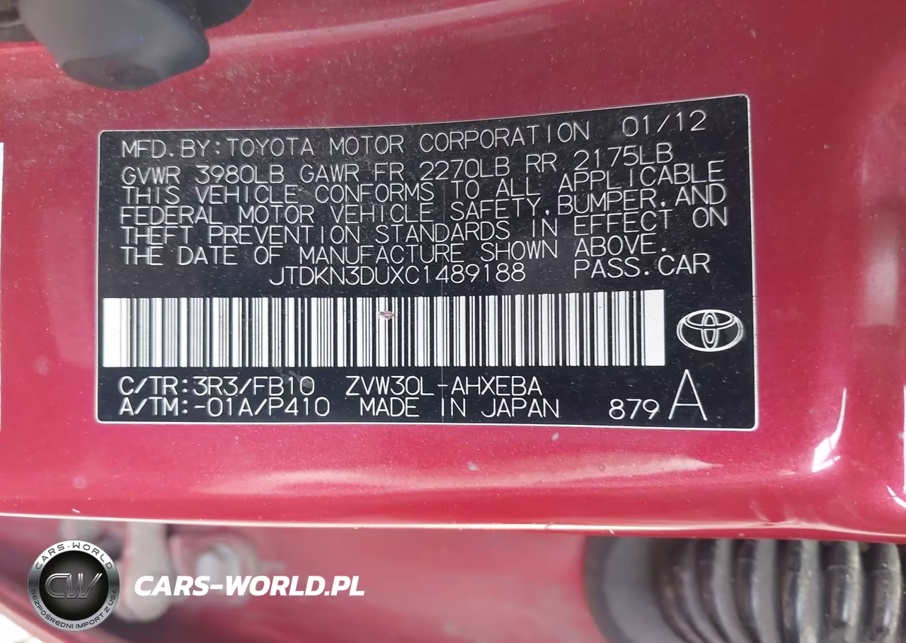 2012 Toyota Prius Two VIN:JTDKN3DUXC1489188 - 9